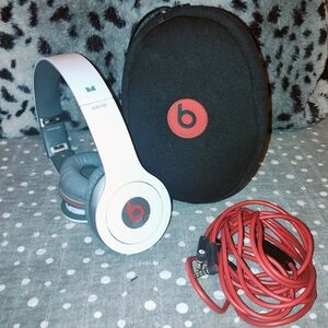 Beats by Dre White and Red Over-Ear Headphones